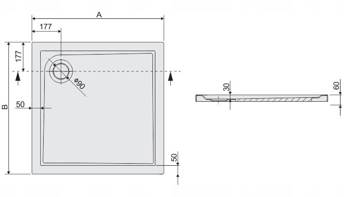 Brodzik akrylowy prostokątny zabudowany 80x90x3 cm SANPLAST Prestige Bza/PR