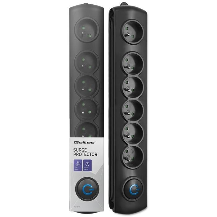 QOLTEC Listwa antyprzepięciowa Quick Switch 6 gniazd 3m