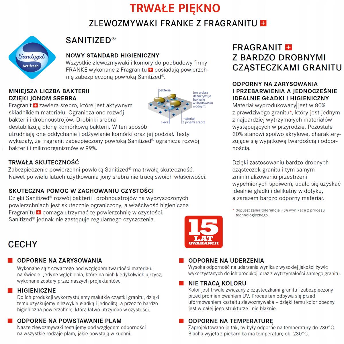 FRANKE Zlewozmywak wbudowywany Fragranit+ Maris MRG 610-37 Orzechowy