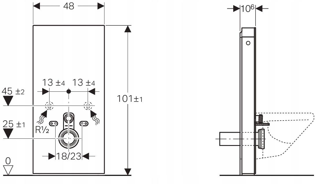 GEBERIT Moduł sanitarny Monolith do WC wiszącego, H101, biały