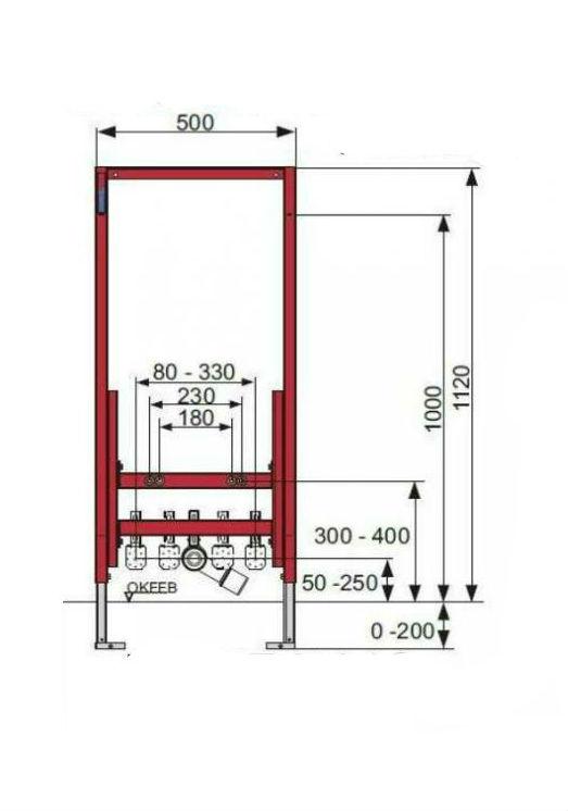 Stelaż do bidetu ściennego podtynkowy TECE TECEprofil 500 x 140 x 1120 mm
