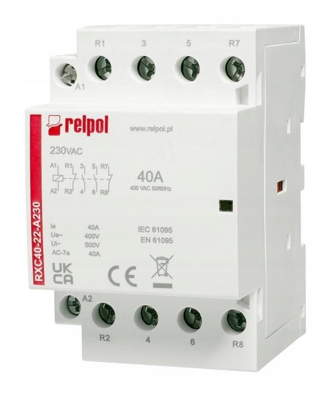 RELPOL Stycznik instalacyjny 2NO + 2NC, 40A, 230 VAC RXC40-22-A230