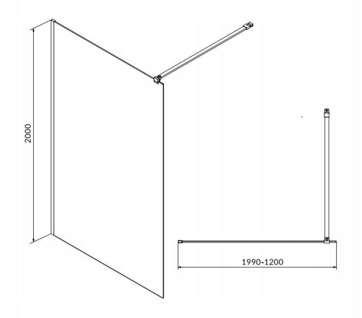 Kabina prysznicowa Walk-In Mille chrom 120 x 200 szkło transparentne