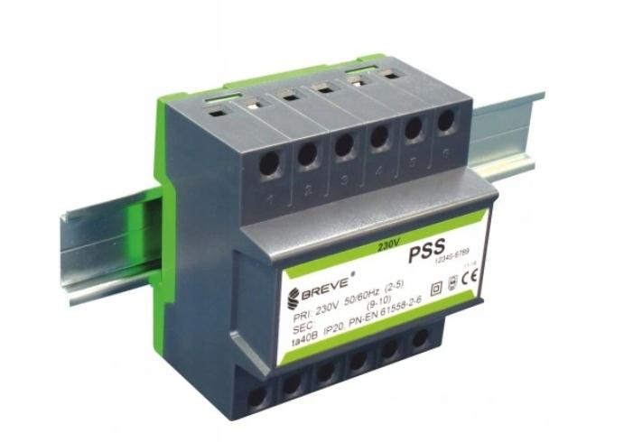 Transformator jednofazowy PSS 63N 230/24V IP30 na szynę DIN TH-35 w obudowi