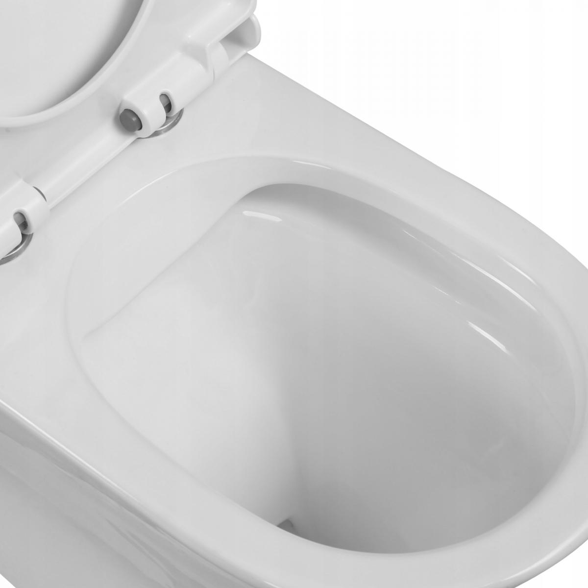 KOMPAKT WC BEZKOŁNIERZ, SIROS OKRĄG BOCZ PODŁ BIAŁY Z DESKĄ WOLNOOPAD