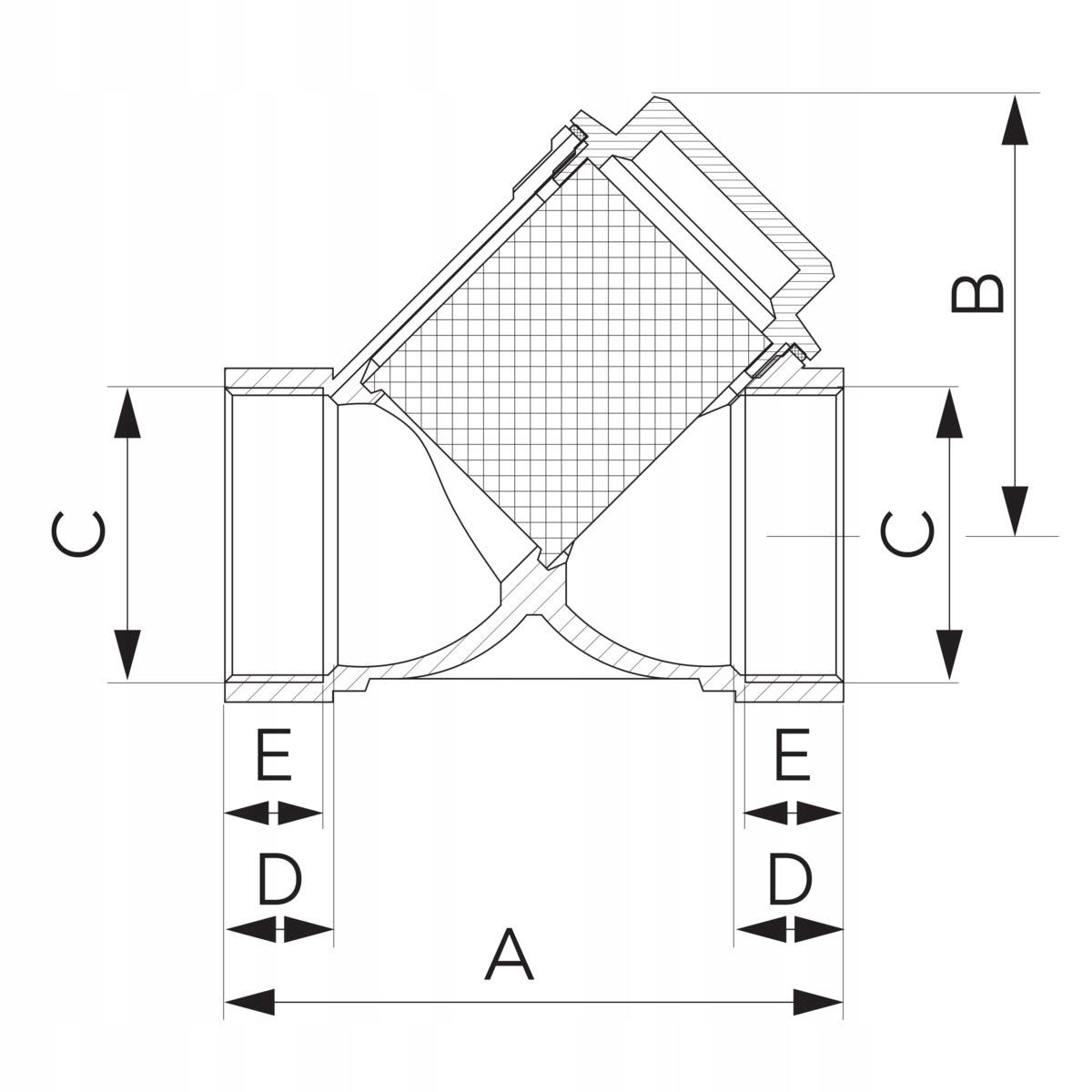 Filtr skośny siatkowy, nakrętno-nakrętny, DN32, G1 1/4