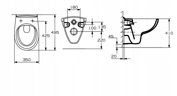 ROCA Miska WC wisząca ROCA MADALENA Rimless 35 x 49.5 cm