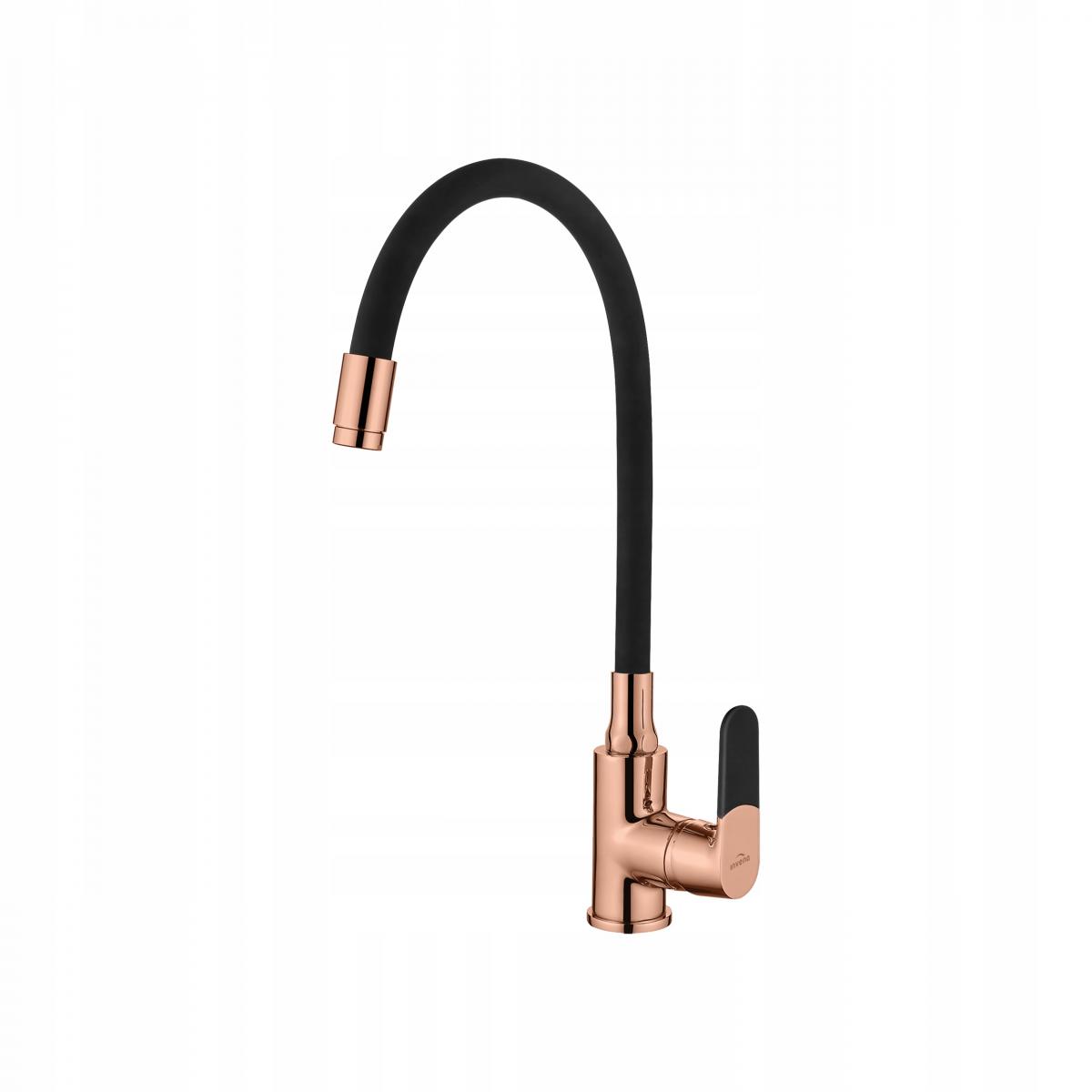 INVENA BATERIA ZLEWOZMYWAK MAGIC Z ELAST WYLEWKĄ, KOLOR CZARNY/ROSE GOLD