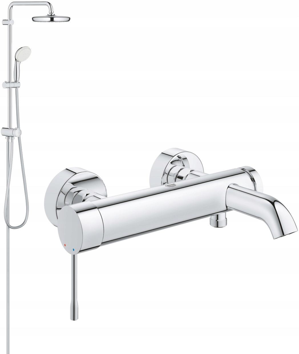 Bateria wannowa ścienna GROHE Essence 1-uchwyt. 2-otworowa mosiężna chrom