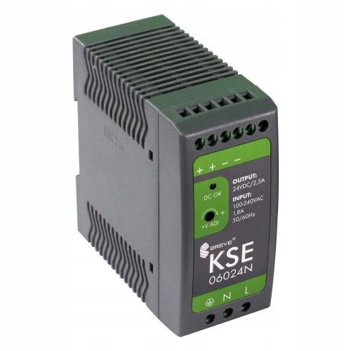 Zasilacz impulsowy KSR 06024 230/ 24VDC 2,5A na szynę DIN TH-35 stabilizowa