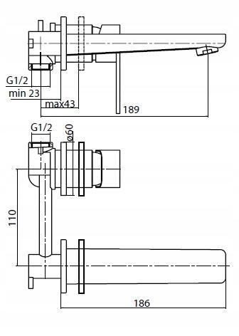LOFT GOLD Bateria umywalkowa podtynkowa z wylewką
