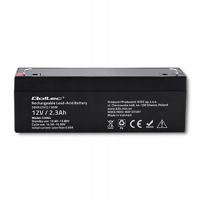 QOLTEC Akumulator AGM 12V 2.3Ah max. 34.5A