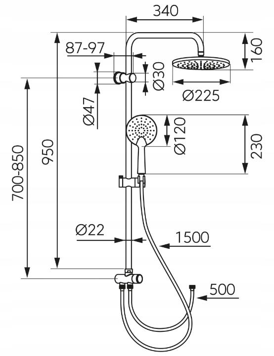 FERRO COPPA zestaw natryskowy z deszczownią, czarny