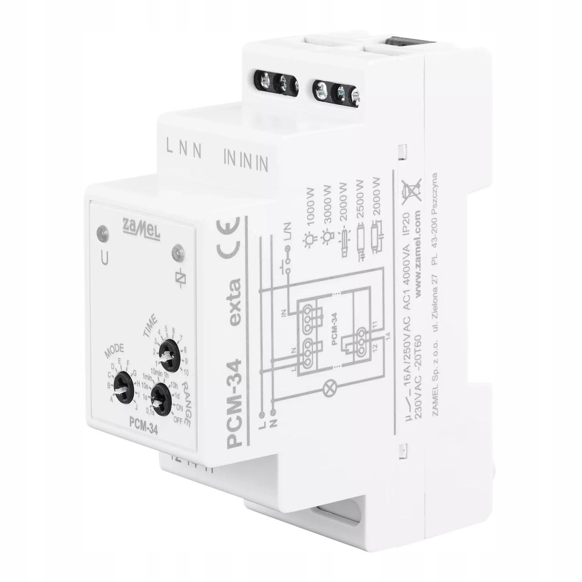ZAMEL Przekaźnik czasowy przełączany w zerze wielofunkcyjny 230V AC PCM-34