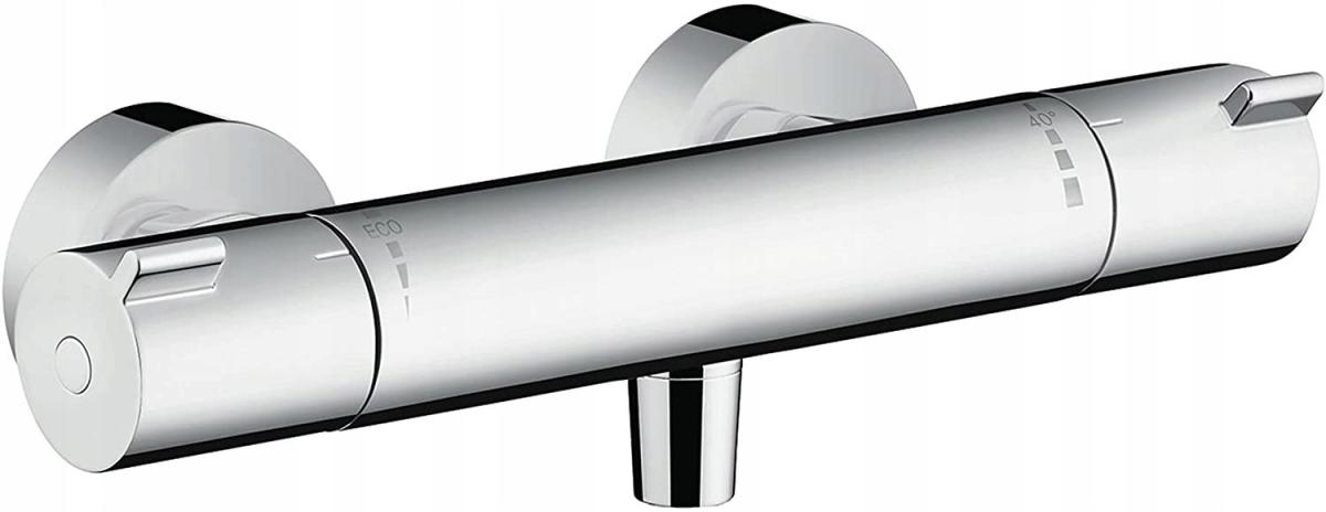 Bateria wannowo-prysznicowa dwuuchwytowa ścienna Hansgrohe Ecostat srebrny