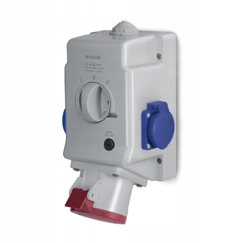 Gniazdo natynkowe OPTIMA-COMBI 3P+N+E 32A + 2x230V z przełącznikiem L-0-P