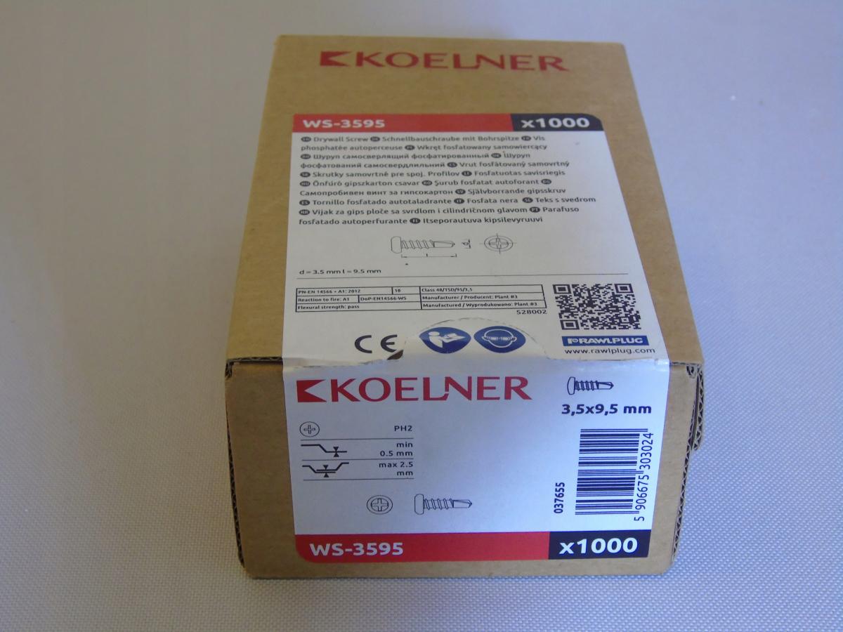 KOELNER Samowiercące wkręty fosfatowane do skręcania profili WS 3,5x9,5 mm