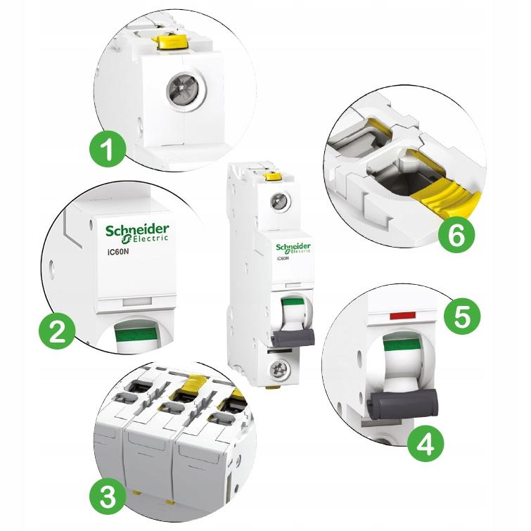 SCHNEIDER ELECTRIC Wyłącznik nadprądowy iC60N-D6-2 D 6A 2-biegunowy