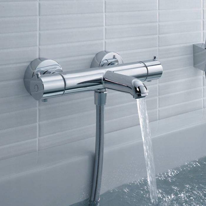 Bateria wannowo-prysznicowa dwuuchwytowa ścienna Hansgrohe Ecostat srebrny