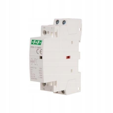 F&F Stycznik modułowy na szynę, styki 1×NO+1×NC, 25A, 24V DC