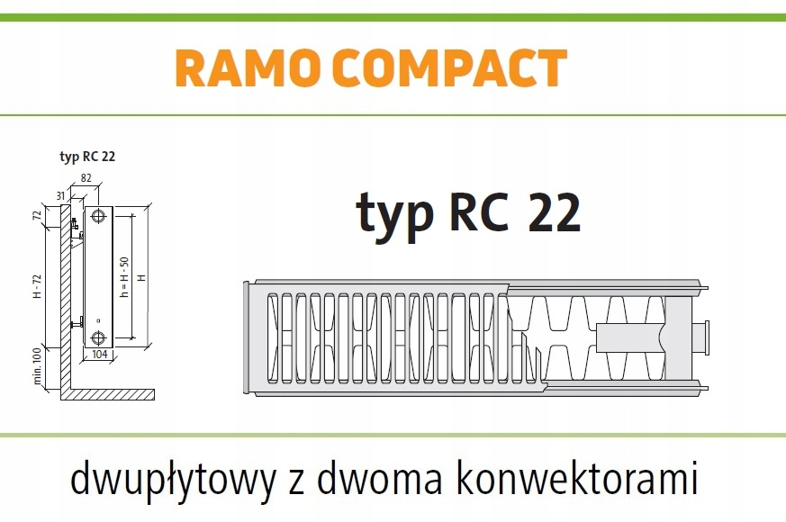 PURMO RAMO RC22 600x2300 C 22 Boczny SZARY