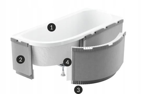 SCHEDPOL Obudowa podpłytkowa LED 1.040-led 240x58 cm do wanien półokrągłych