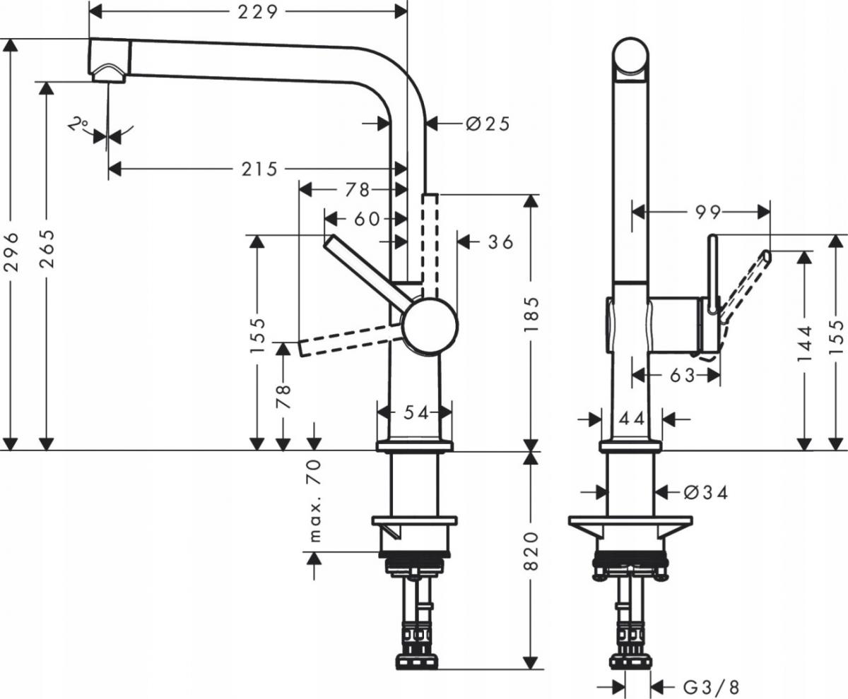 HANSGROHE Talis M54 Jednouchwytowa bateria kuchenna 270, 1jet