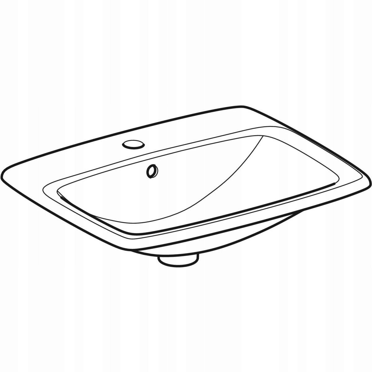Umywalka Selnova Square wpuszczana w blat, B55 cm, H17 cm, T45 cm, z przele