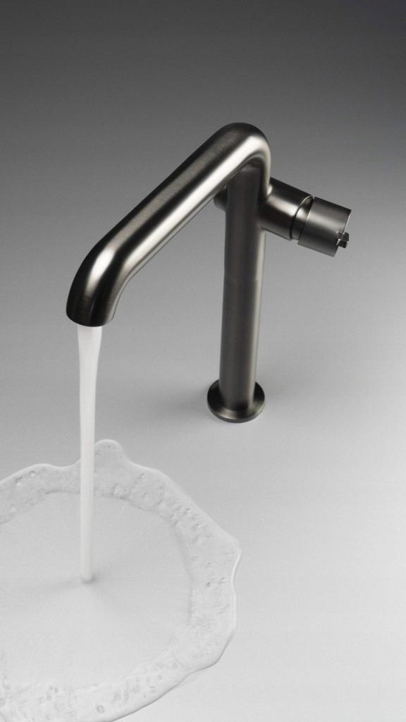 DEANTE Bateria umywalkowa wysoka z prostokątną wylewką Silia, titanium