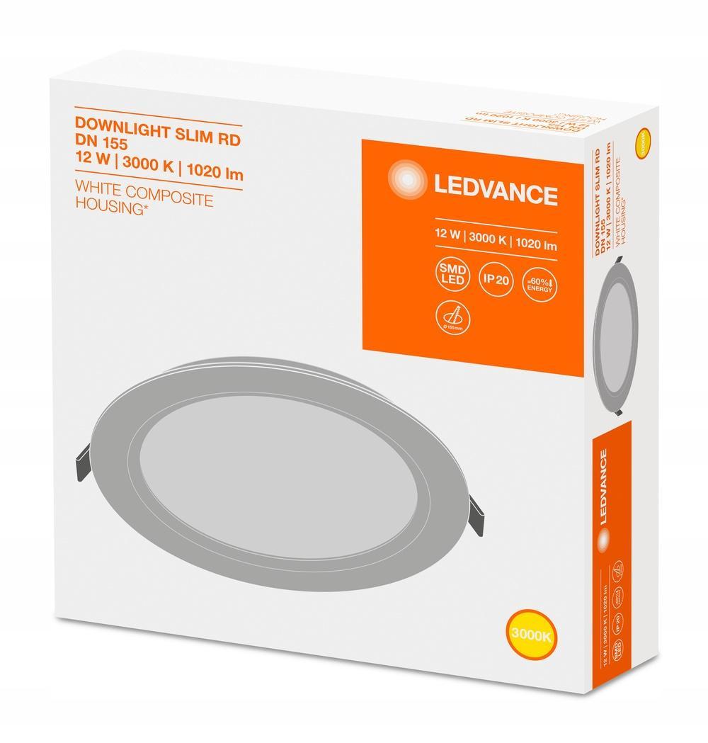 LEDVANCE Oprawa LED Downlight Slim Dn155 12W/4000K Wt Ip20 Ledv