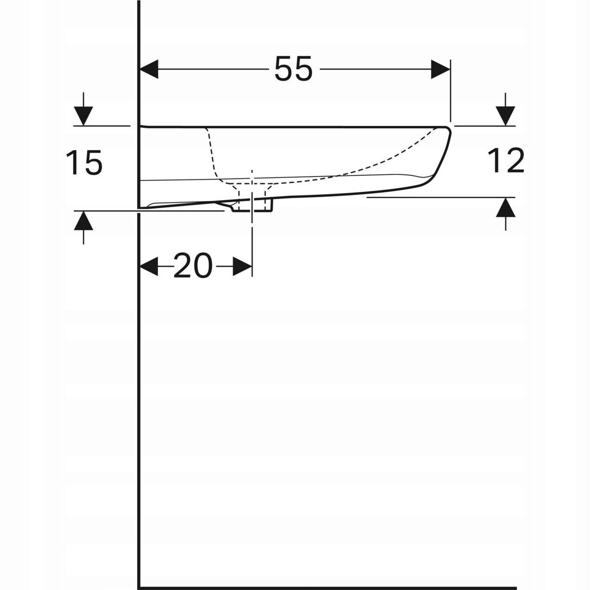 Umywalka Selnova Comfort B65 cm, H15 cm, T55 cm, bez przelewu, z otworem na