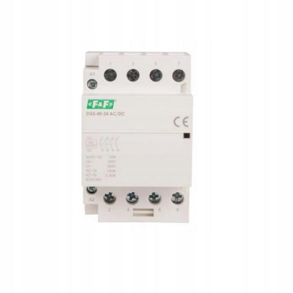 F&F Stycznik modułowy na szynę, styki 4xNO, 63A, 24V DC