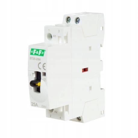 F&F Stycznik modułowy ST25-20-M styki 2NO I=25A 230-240V AC