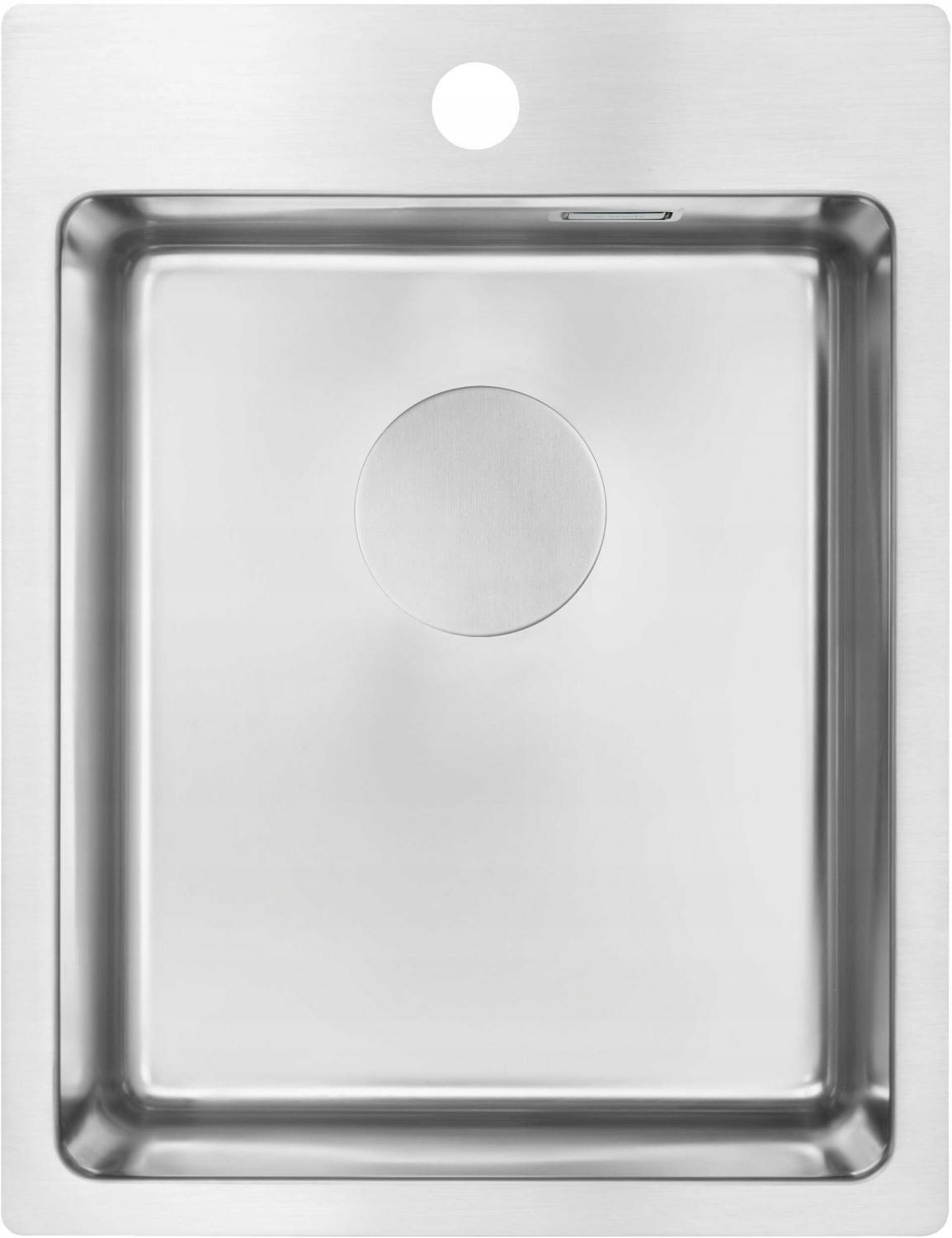 Zlewozmywak stalowy Olfato, stal szczotkowana, 1-komorowy 390x505x200 mm +