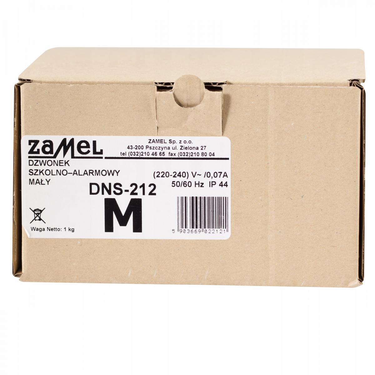 Dzwonek szkolno-alarmowy mały, elektromechaniczny, DNS-212M 230V, czerwony