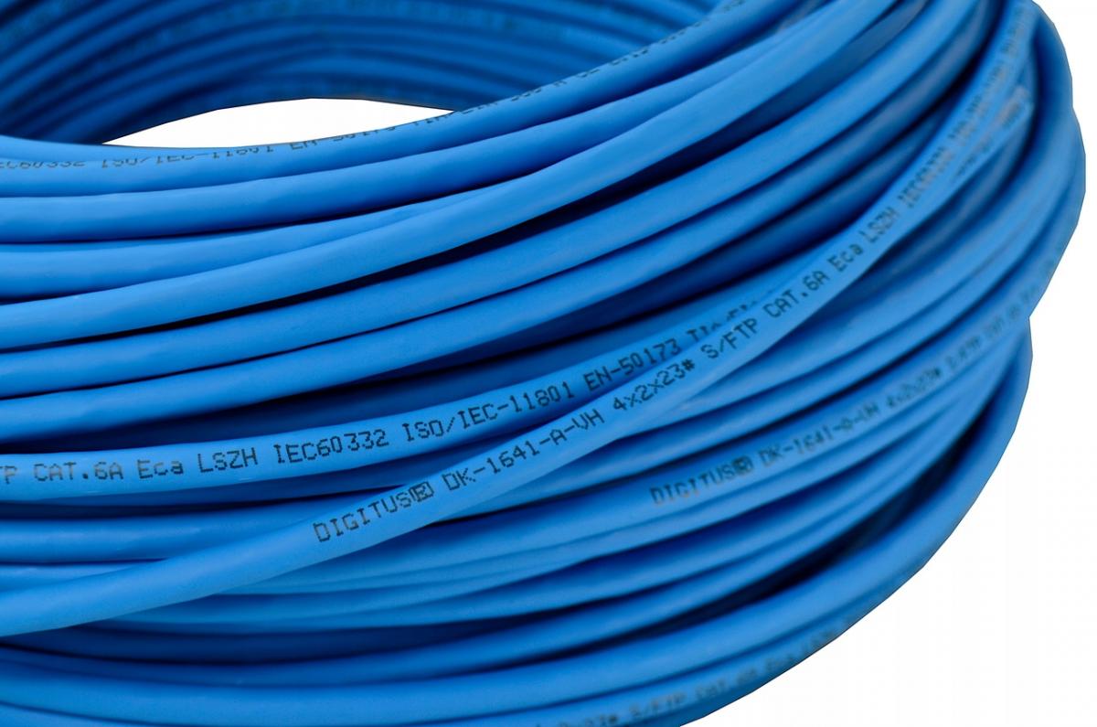 Kabel S/FTP kat. 6A 500m (szpula) LS0H drut niebieski CPR: Eca