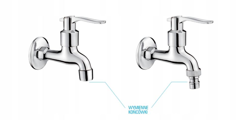 Bateria umywalkowa ścienna do wody zimnej lub zmieszanej, chrom