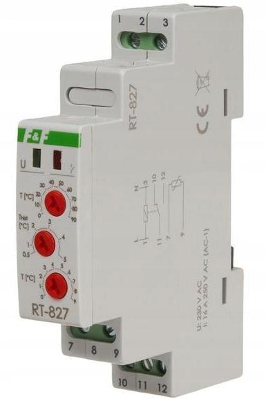 F&F Regulator temperaturyw zakresie od 0 do 99st.C, I=16A, 1moduł