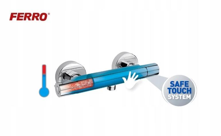 FERRO Bateria prysznicowa Trinity Safe Touch termostatyczna ścienna, chrom