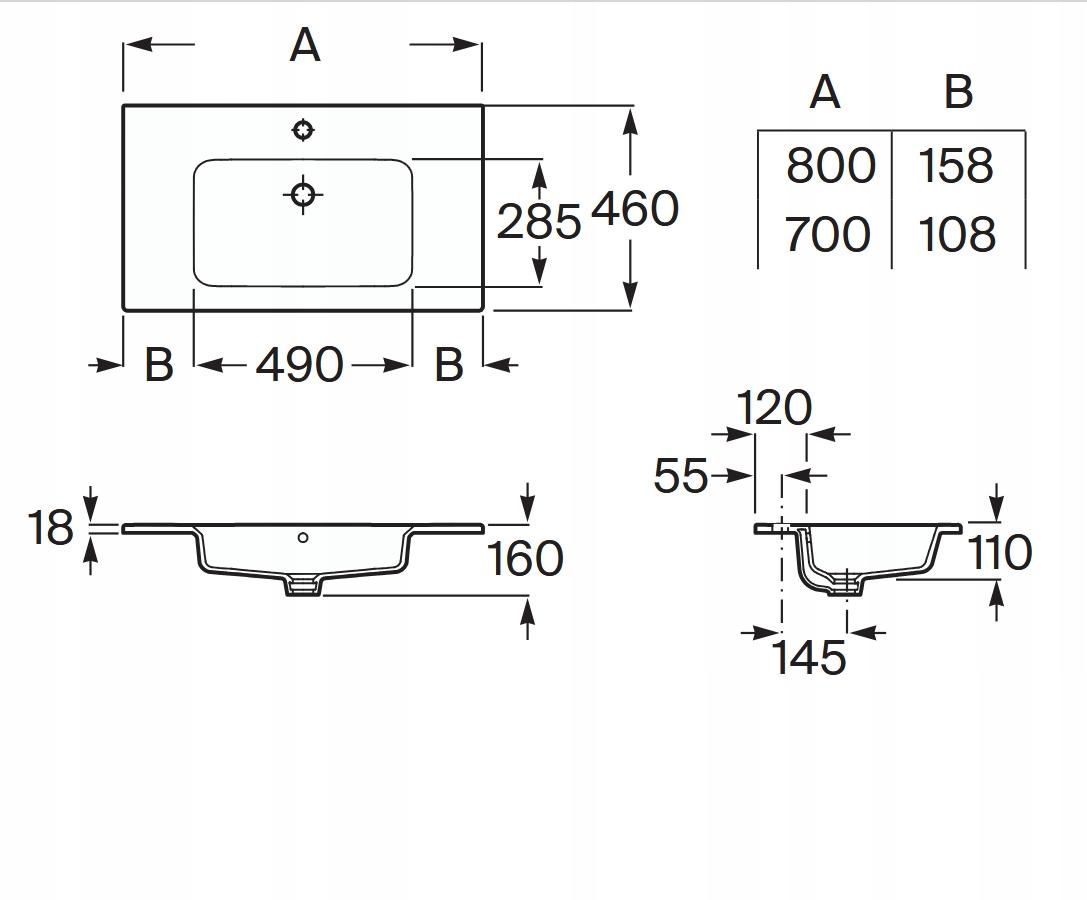 ROCA Umywalka meblowa GAP slim UNIK 70x46 cm