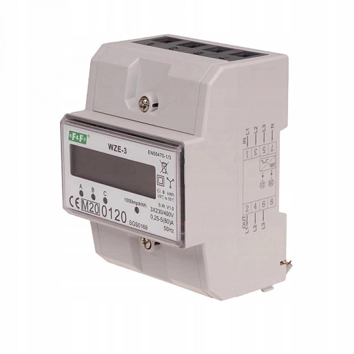F&F Trójfazowy licznik zużycia energii 80a, mid WZE-3