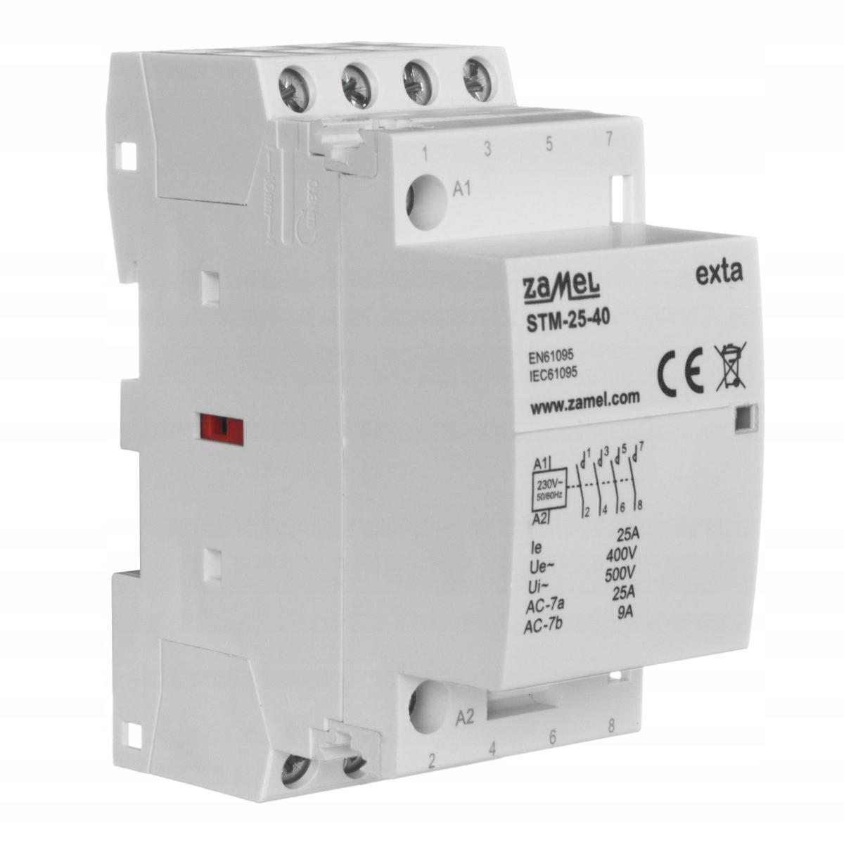 ZAMEL Stycznik modułowy instalacyjny 25A, 4xNO, 230V AC STM-25-40