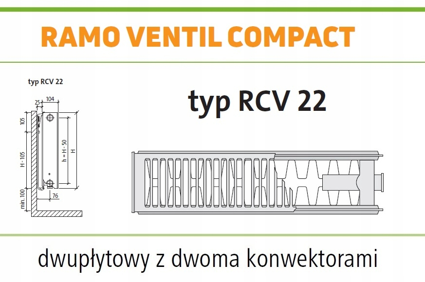 PURMO RAMO RCV22 500x3000 V 22 Lewy ANTRACYT
