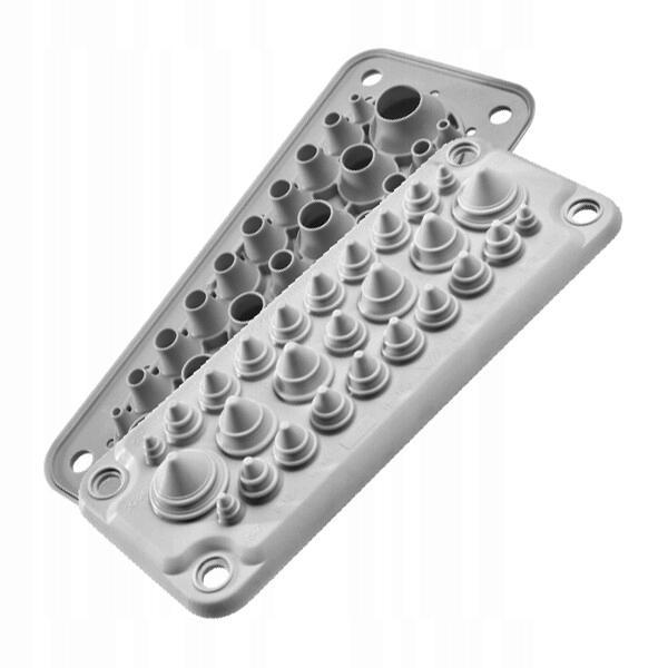 Przepust wielootworowy MC25/27 IP67 RAL 7035 kolor szary (z kompletem pinów