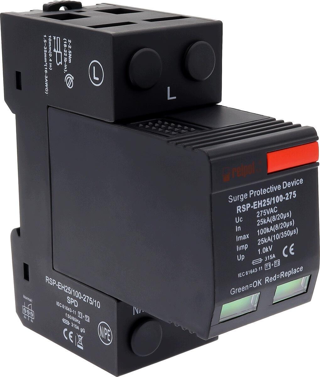 Ogranicznik przepięć do zastosowań wysokonapięciowych, T1+T2, 230V AC, Iimp