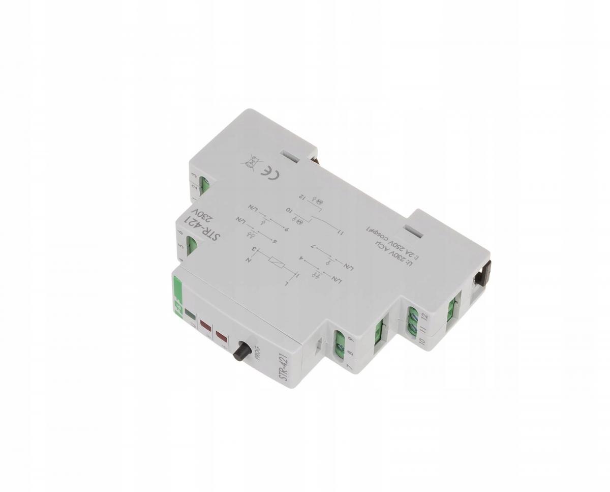 F&F Sterownik rolet STR-421 dwuprzyciskowy, Un=230V AC, 8A, 1 moduł