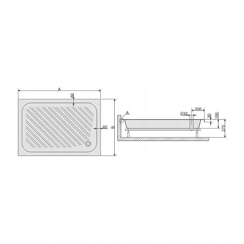 Brodzik akryl prostokątny 80x100x15 cm SANPLAST Classic B/CL 80x100x15+STB