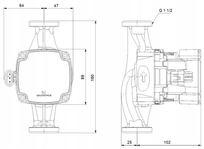 GRUNDFOS Pompa obiegowa 1 x 220-240 V, 9H GRUNDFOS ALPHA1 25-40 18