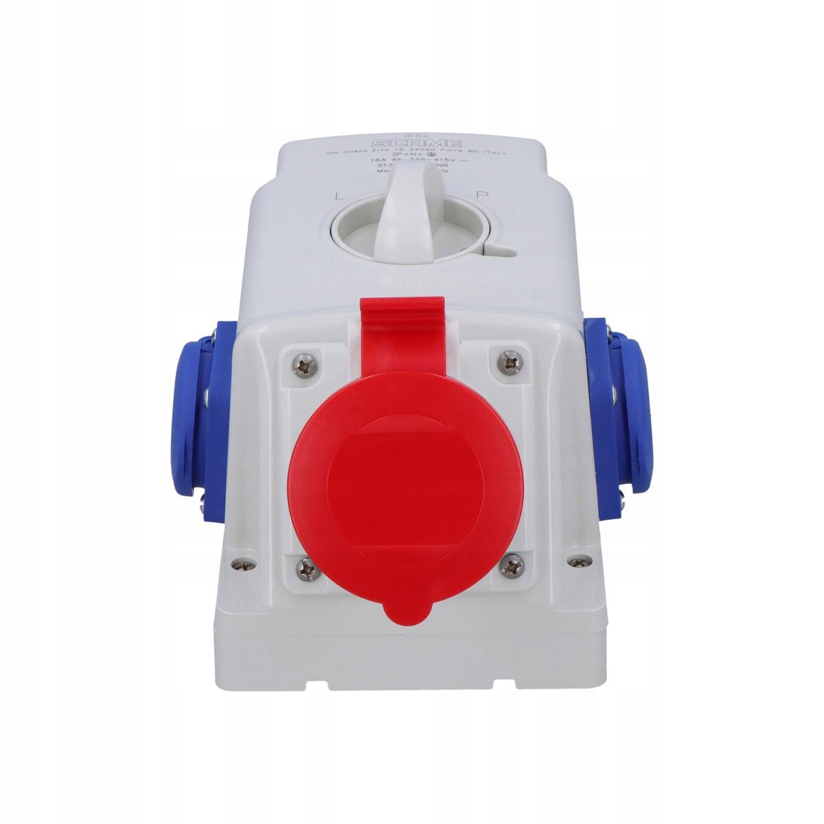 Gniazdo natynkowe OPTIMA-COMBI 3P+N+E 16A + 2x230V z przełącznikiem L-0-P