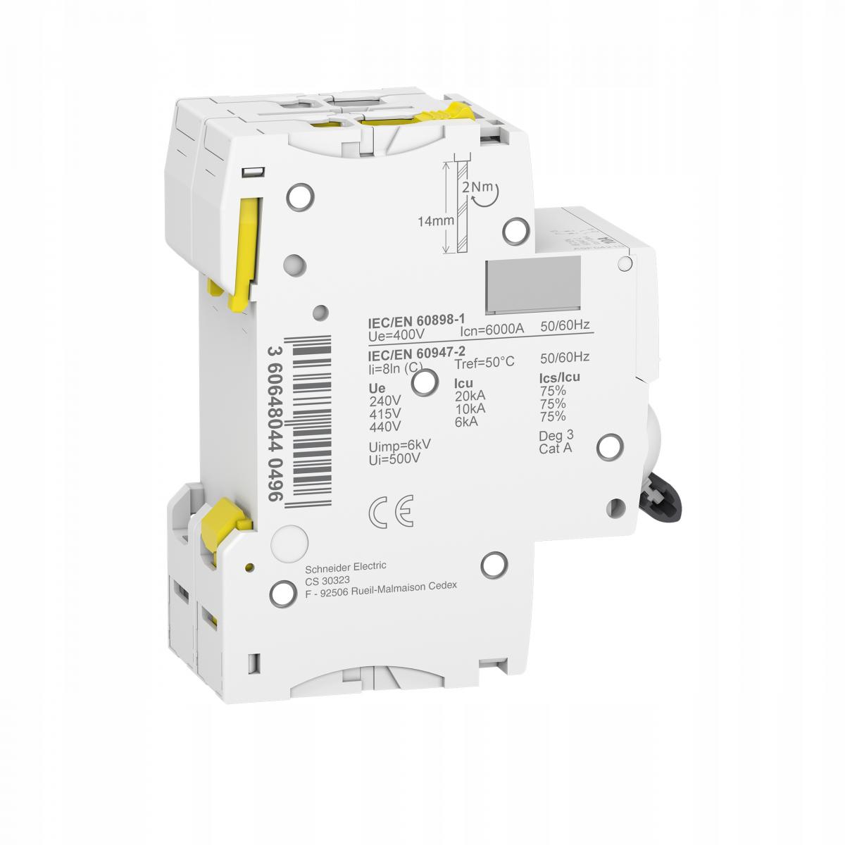 SCHNEIDER ELECTRIC Wyłącznik nadprądowy iC60N-C10-2 C 10A 2-biegunowy
